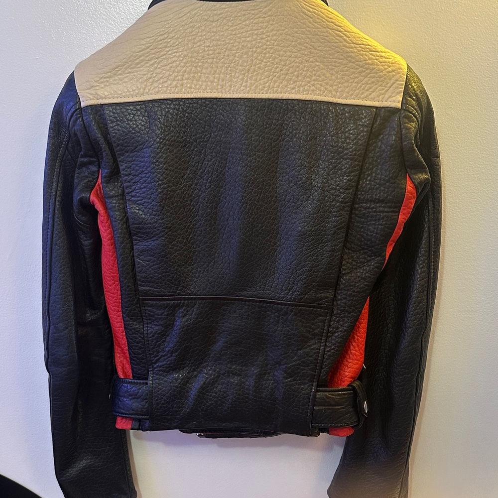 Acne Studios Red and Black Biker Jacket - Picture 4 of 7